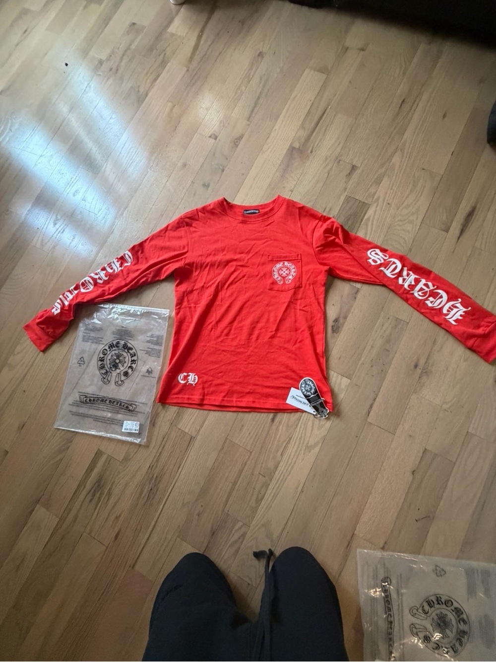 Chrome Hearts Red Long Sleeve Graphic Tee